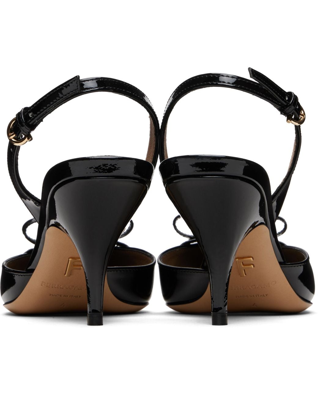 Ferragamo Black Mini Bow Sling Pump Heels