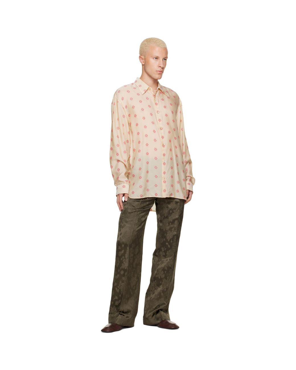 Dries Van Noten Natural Off- Loose Jacquard Shirt for men