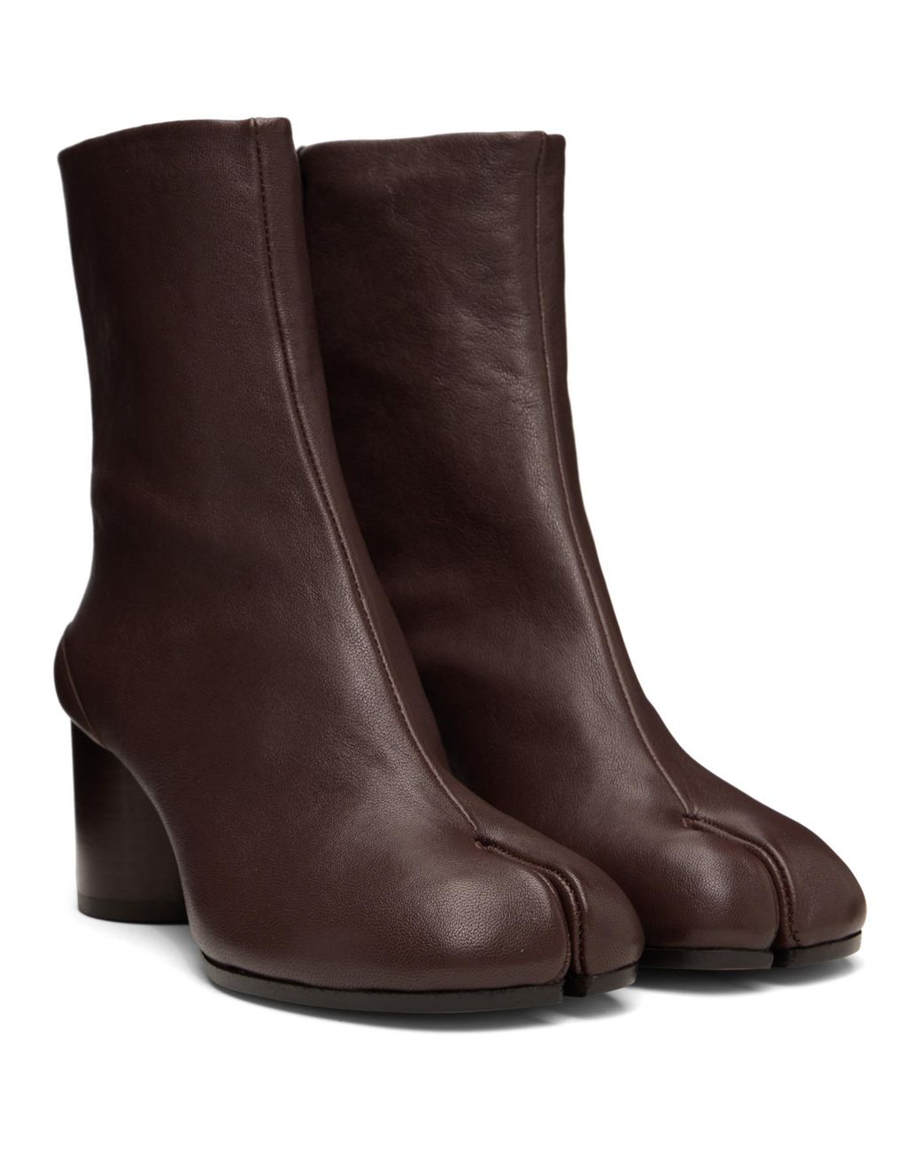 Maison Margiela Brown Burgundy Tabi Ankle Boots