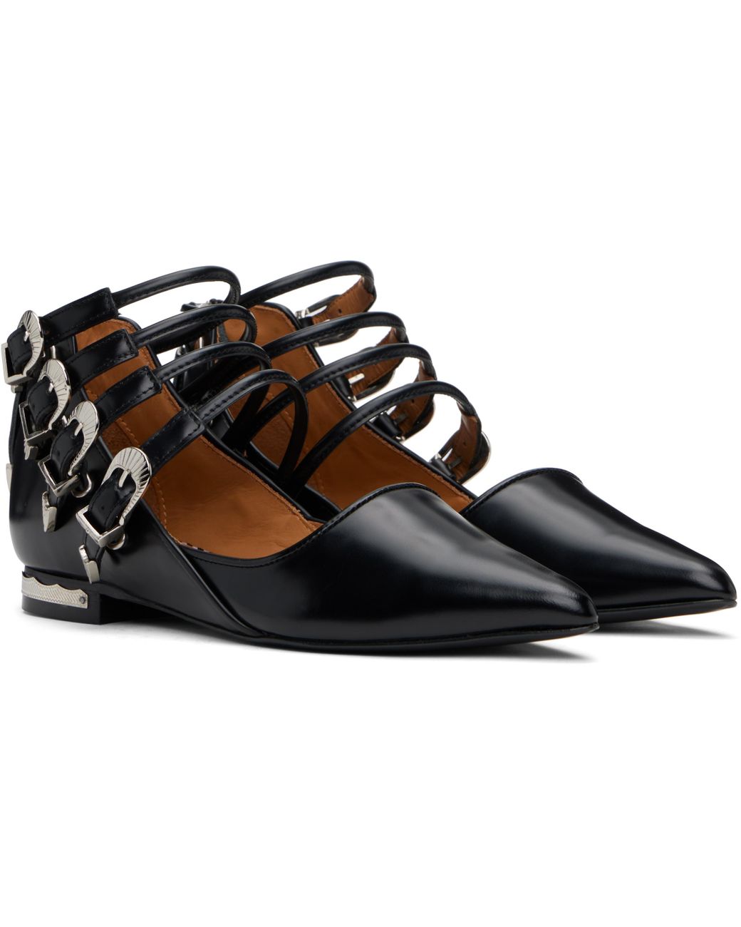 Toga Black Polido Multi Strap Ballerina Flats