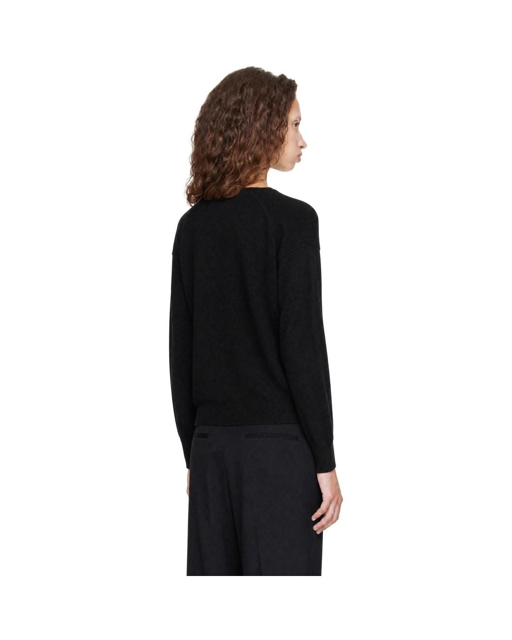 Ssstein Black Pure Cashmere Knit V-Neck Sweater