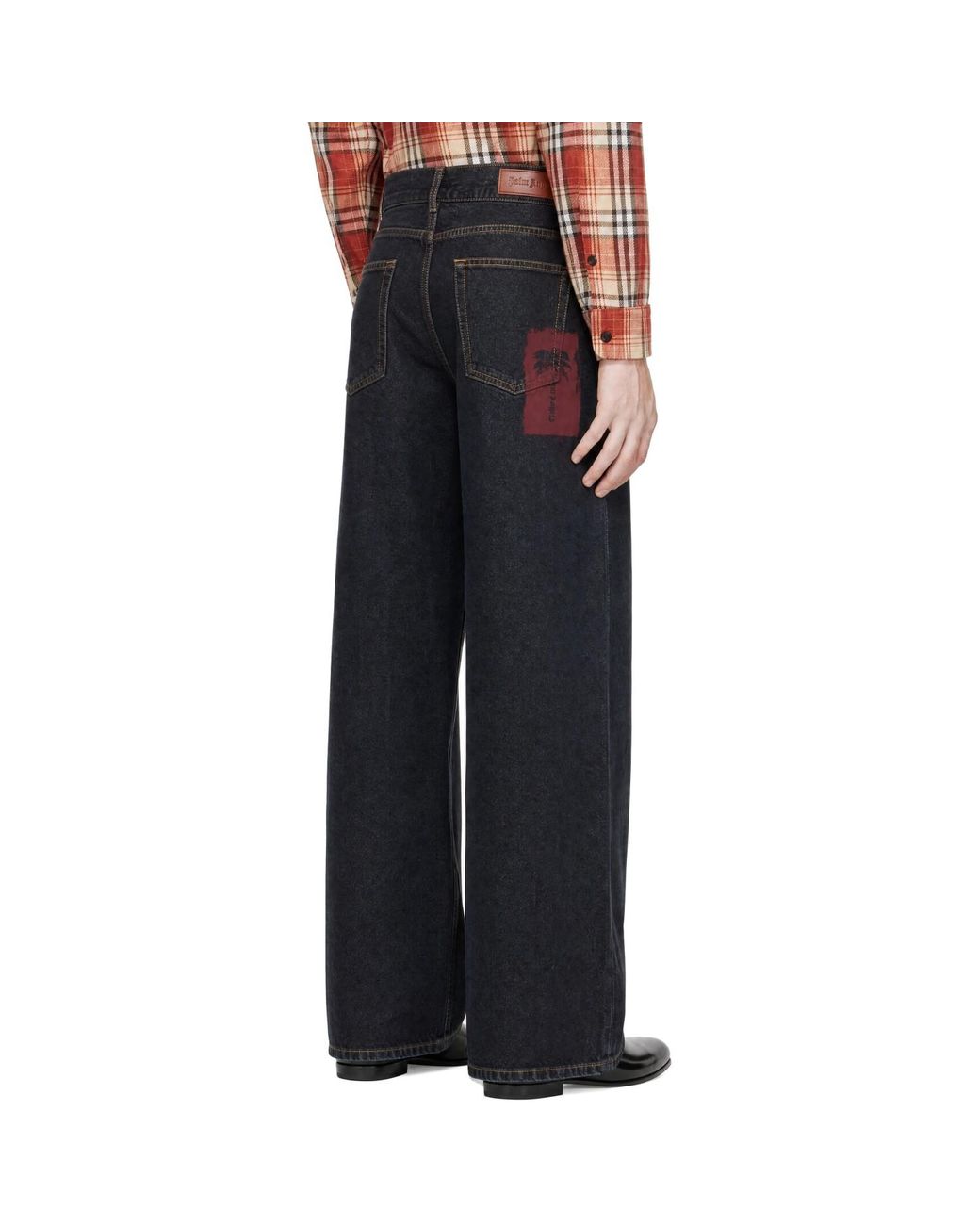 Palm Angels Blue Palm Stamp 5-Pocket Jeans for men