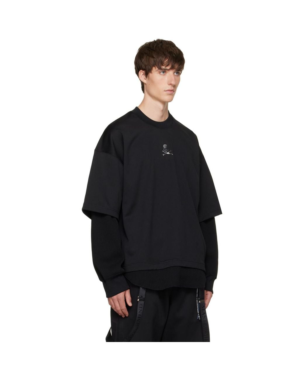 MASTERMIND WORLD Black Layered Pullover Sweatshirt for men