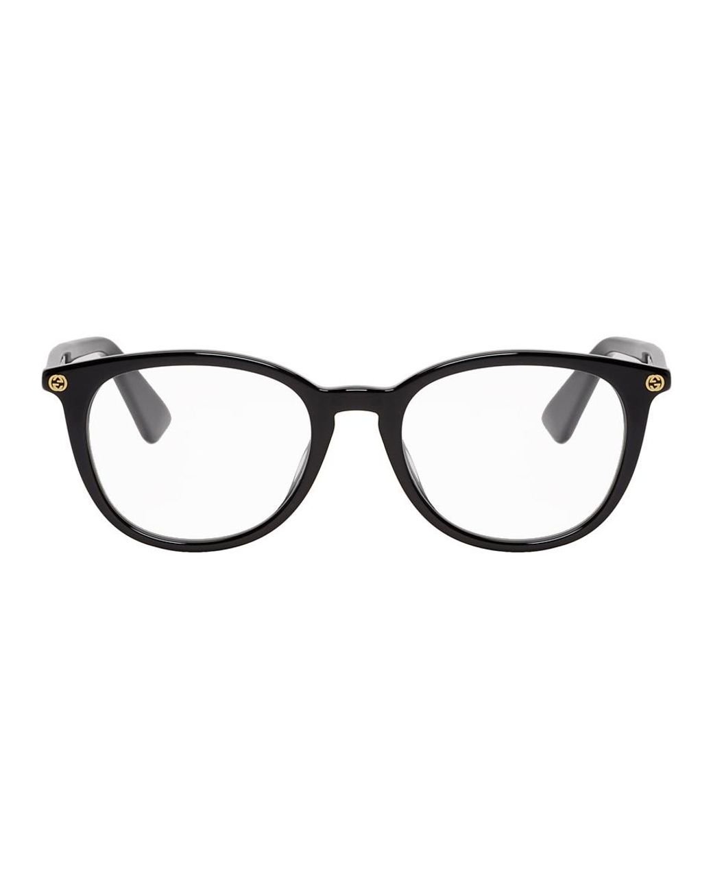 Gucci Black Oval Bee Glasses for Men | Lyst