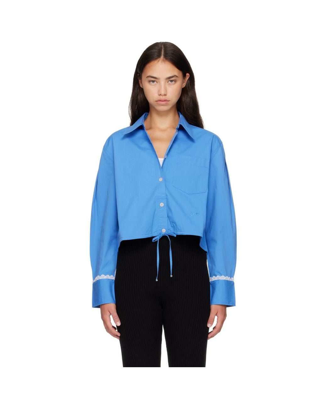 Ganni Blue Cotton Shirt
