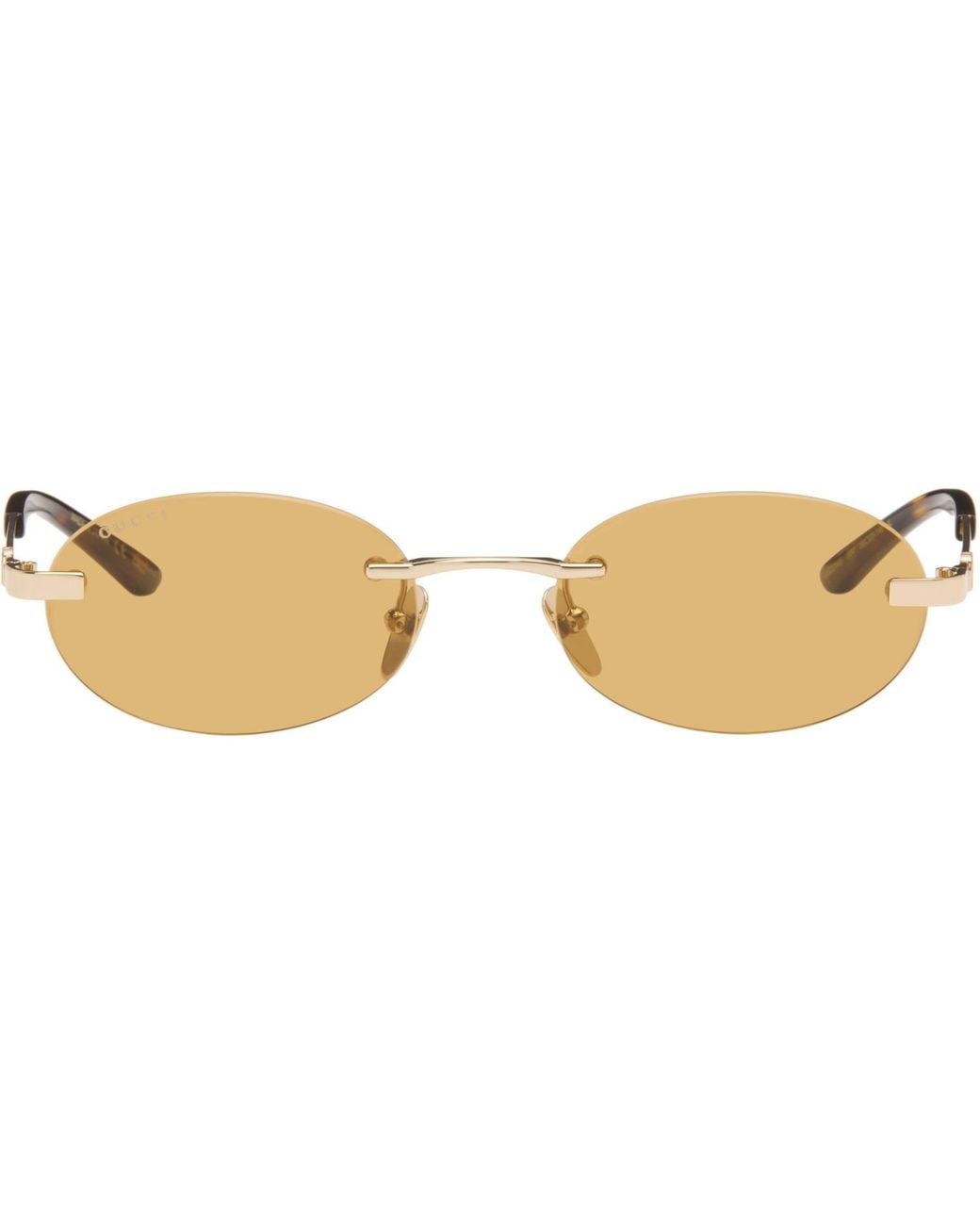Gucci Brown Oval-Frame Sunglasses for men
