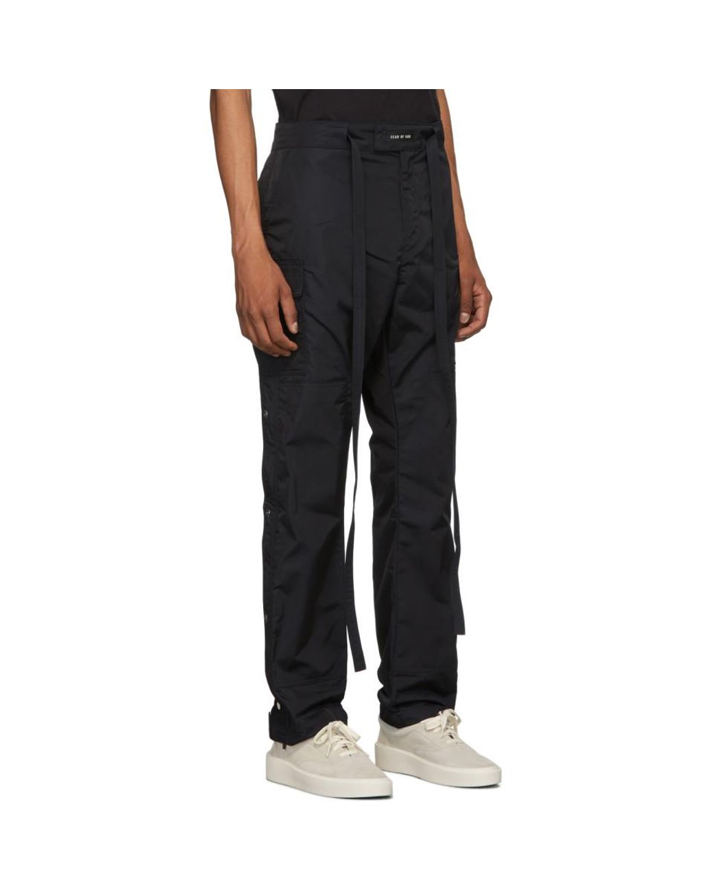 Navy Nylon Snap Cargo Pants 