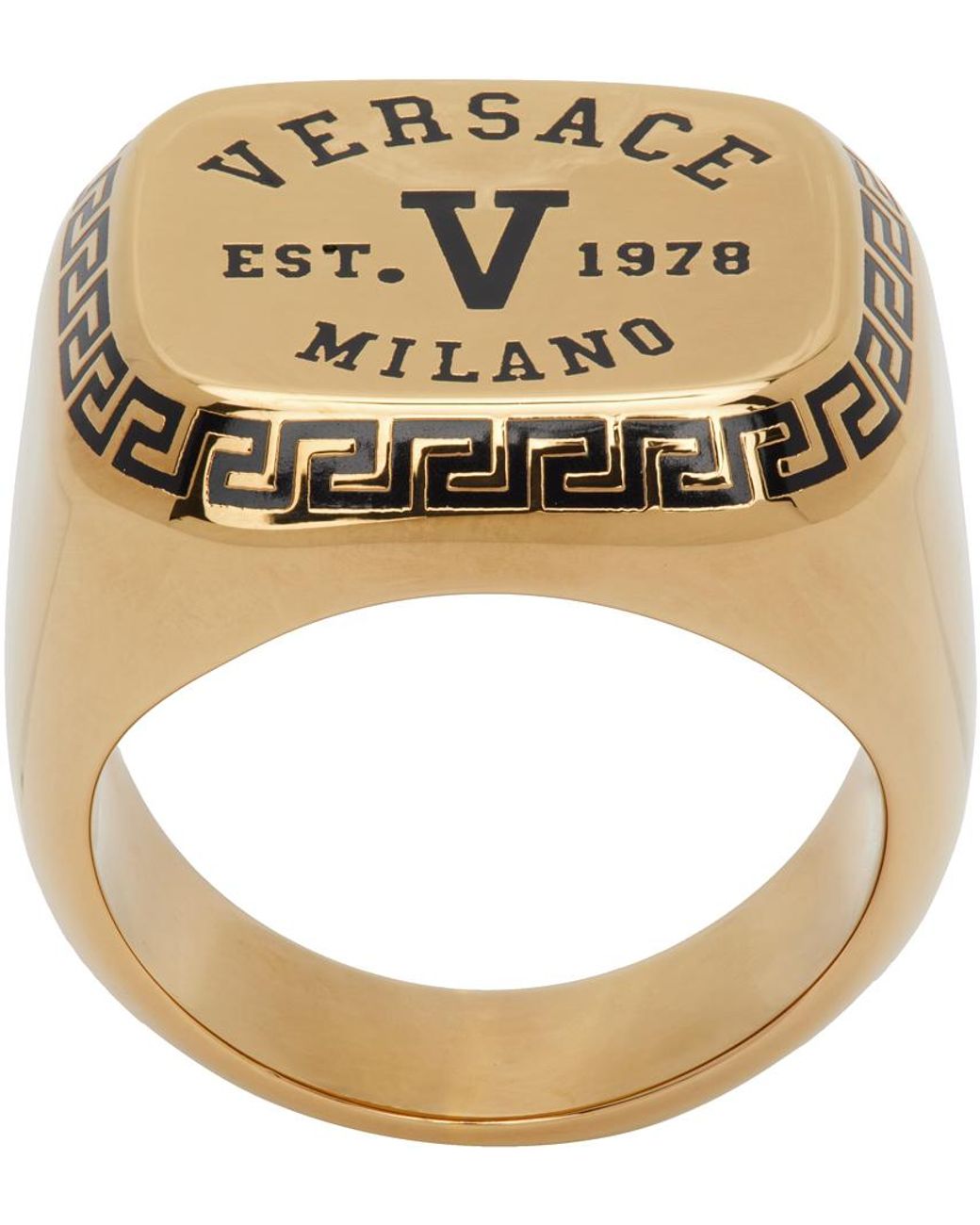 Versace Greek Keys Ring in Metallic for Men | Lyst