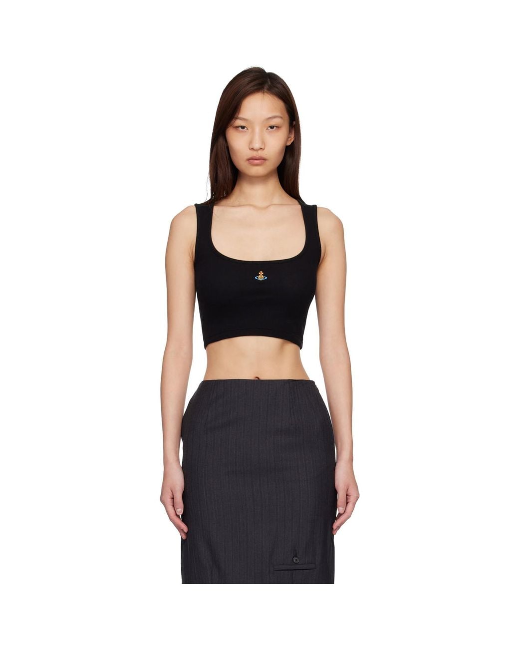 Vivienne Westwood Black Cropped Rib Tank Top