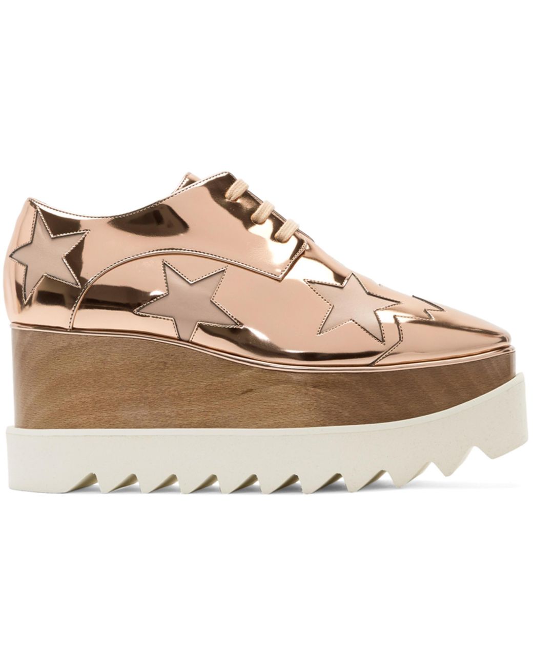 Stella McCartney Rose Gold Metallic Elyse Stars Derbys in Pink Lyst