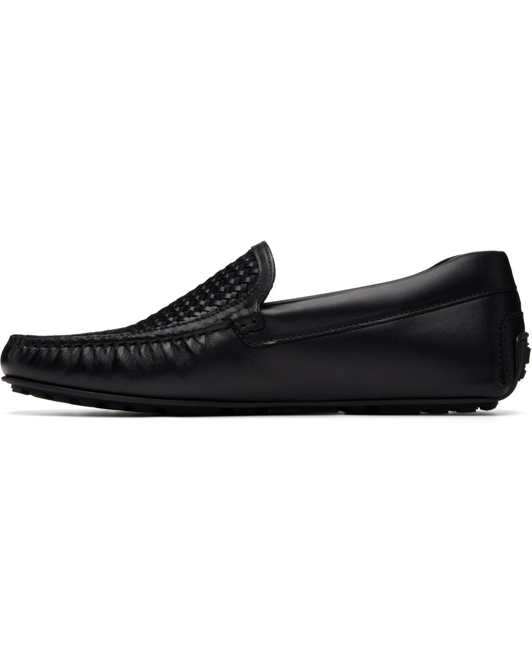 Boss Black Woven Vamp Leather Loafers for men