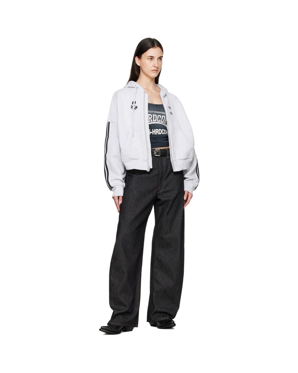 Willy Chavarria White Adidas Originals Edition Full Zip Logo Hoodie