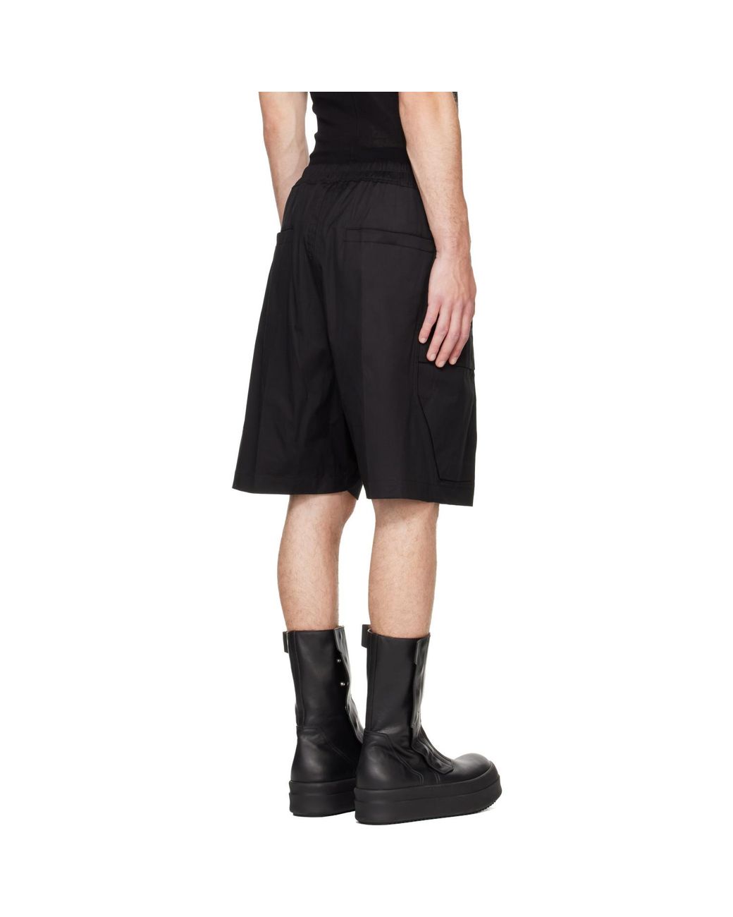 Rick Owens Black Tower Cargobela Cargo Shorts for men