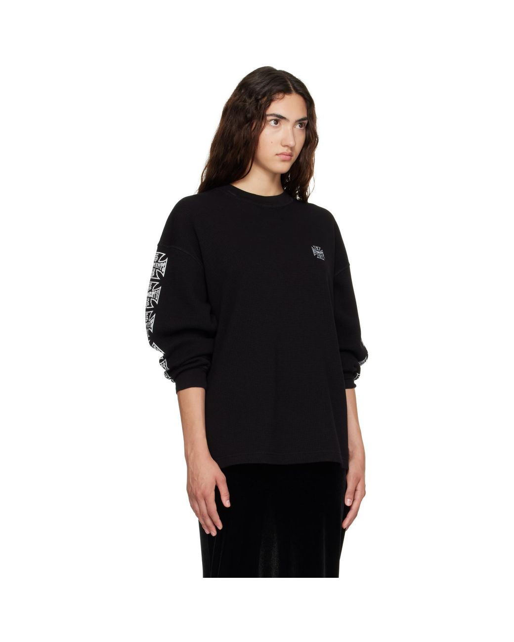 Vetements Black Biker Cross Logo Long Sleeve T-Shirt