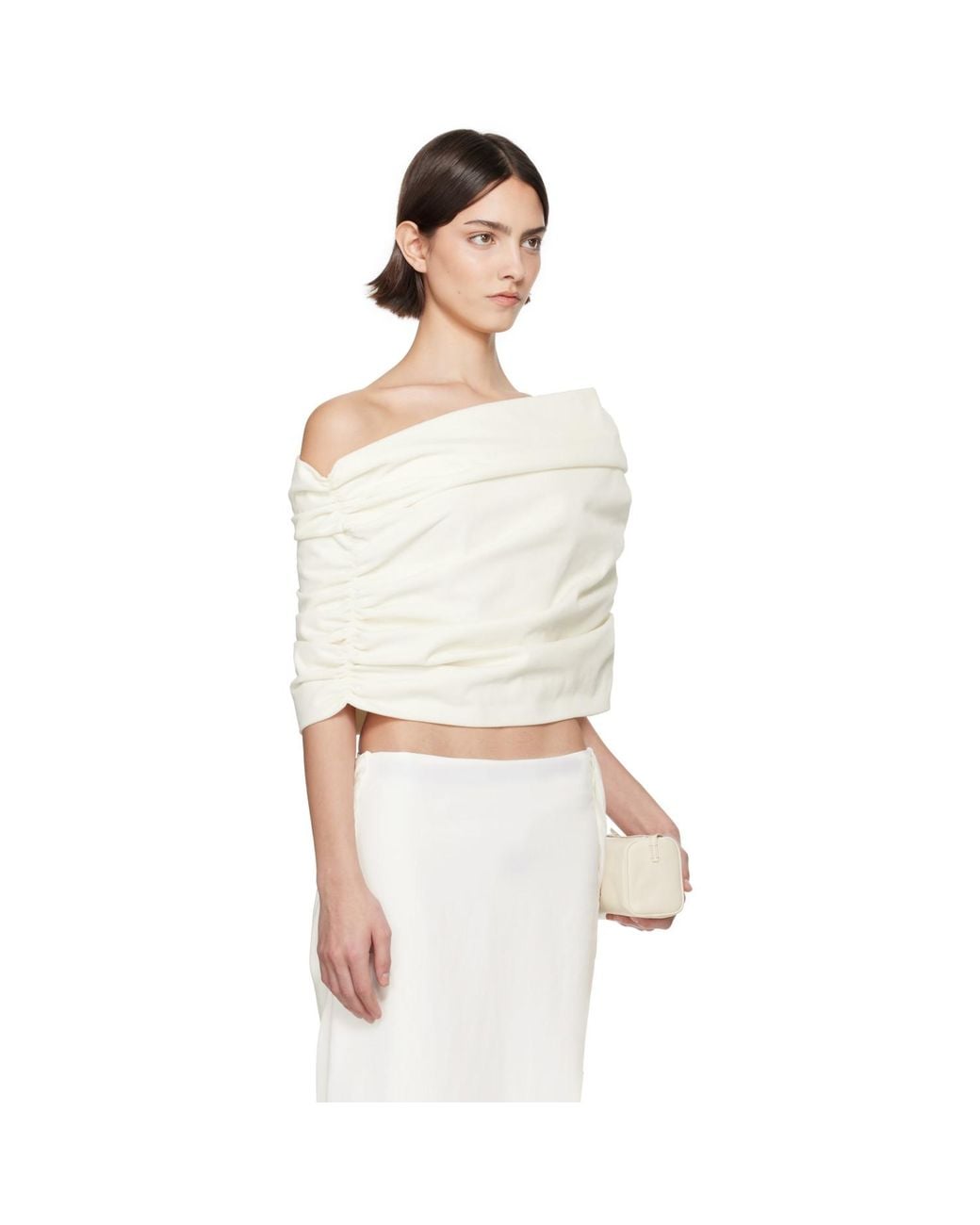 Colleen Allen White Ssense Exclusive Bridal Capsule Velvet Shawl Top