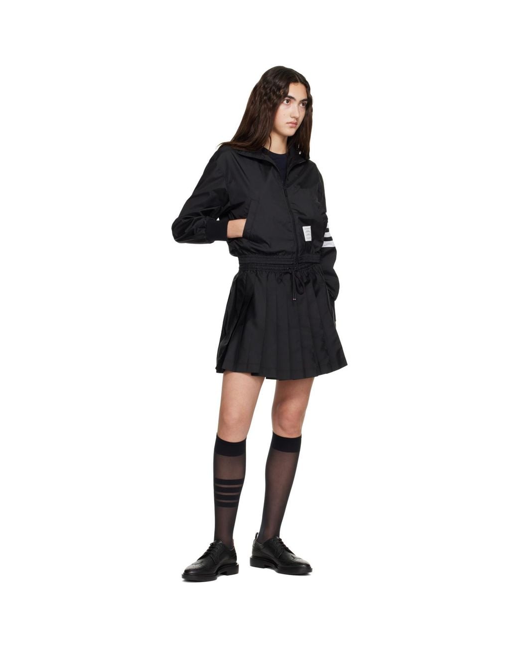 Thom Browne Black Zip-Up Ripstop Track Jacket