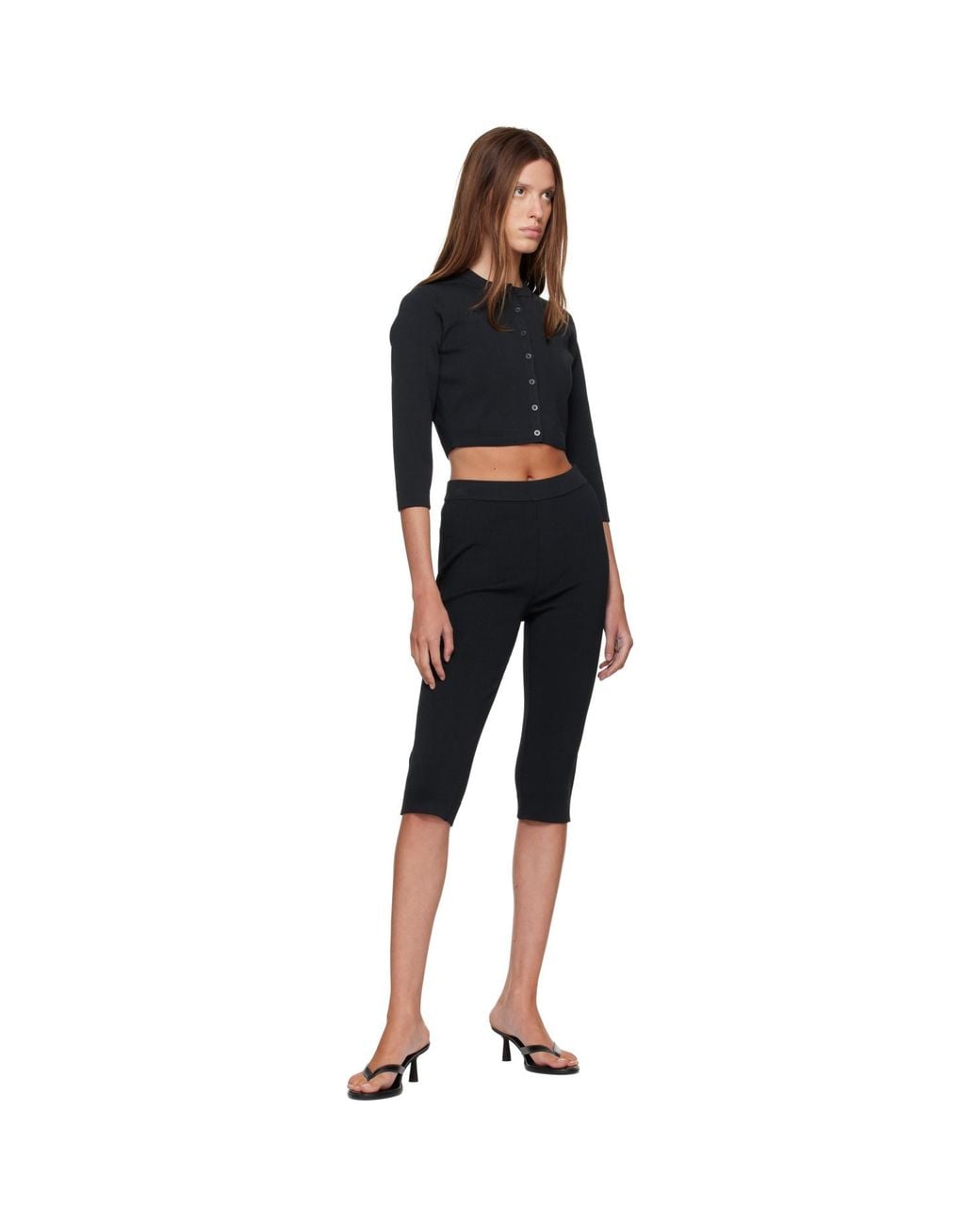 Skims Black Refined Knit Cropped Cardigan