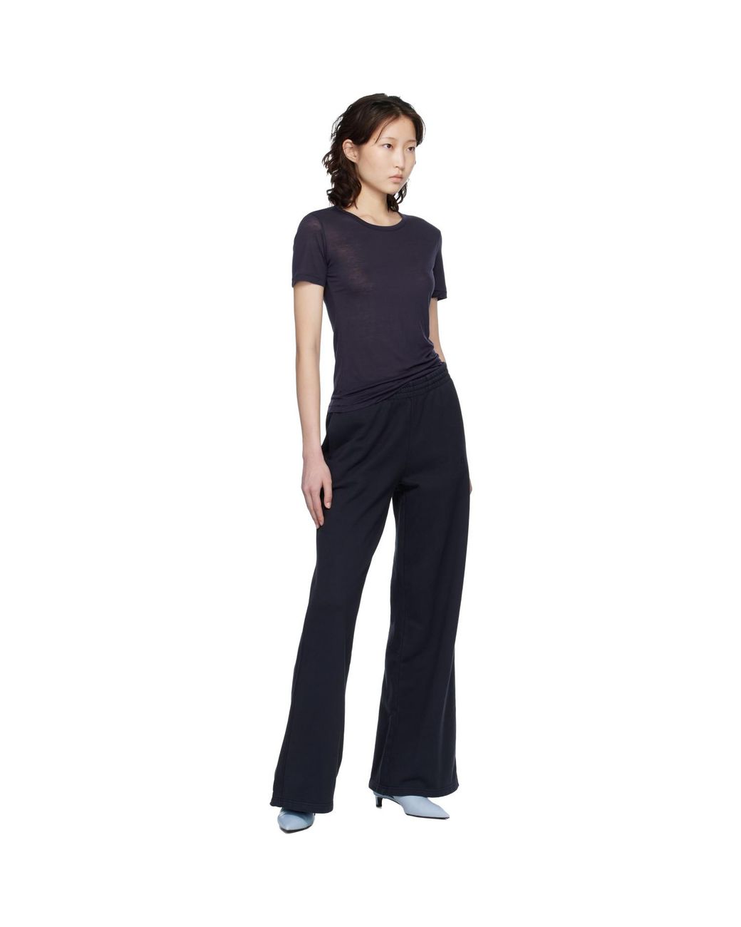Anine Bing Blue Kacey Monogram Sweatpants