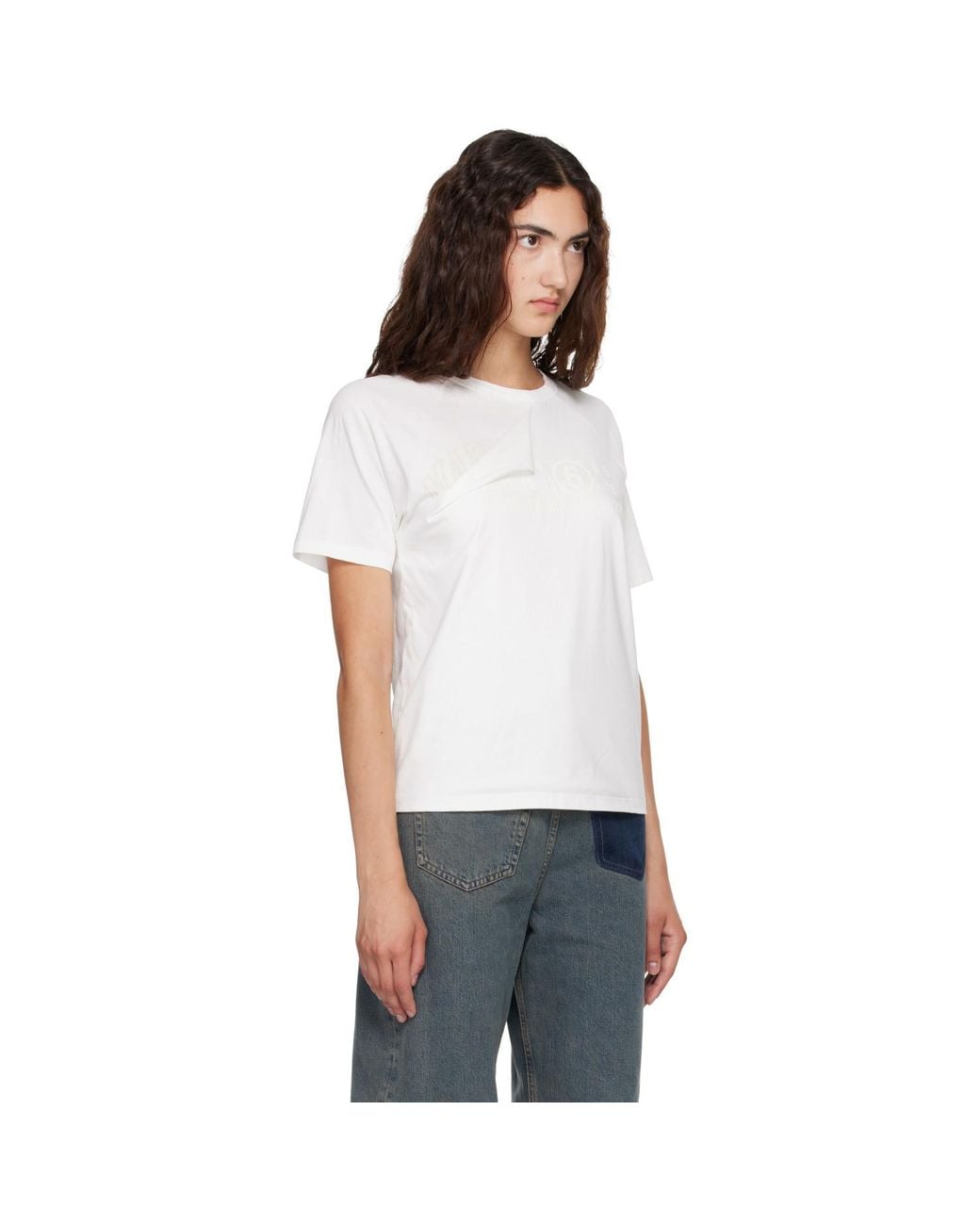 MM6 by Maison Margiela White Folded Logo T-Shirt
