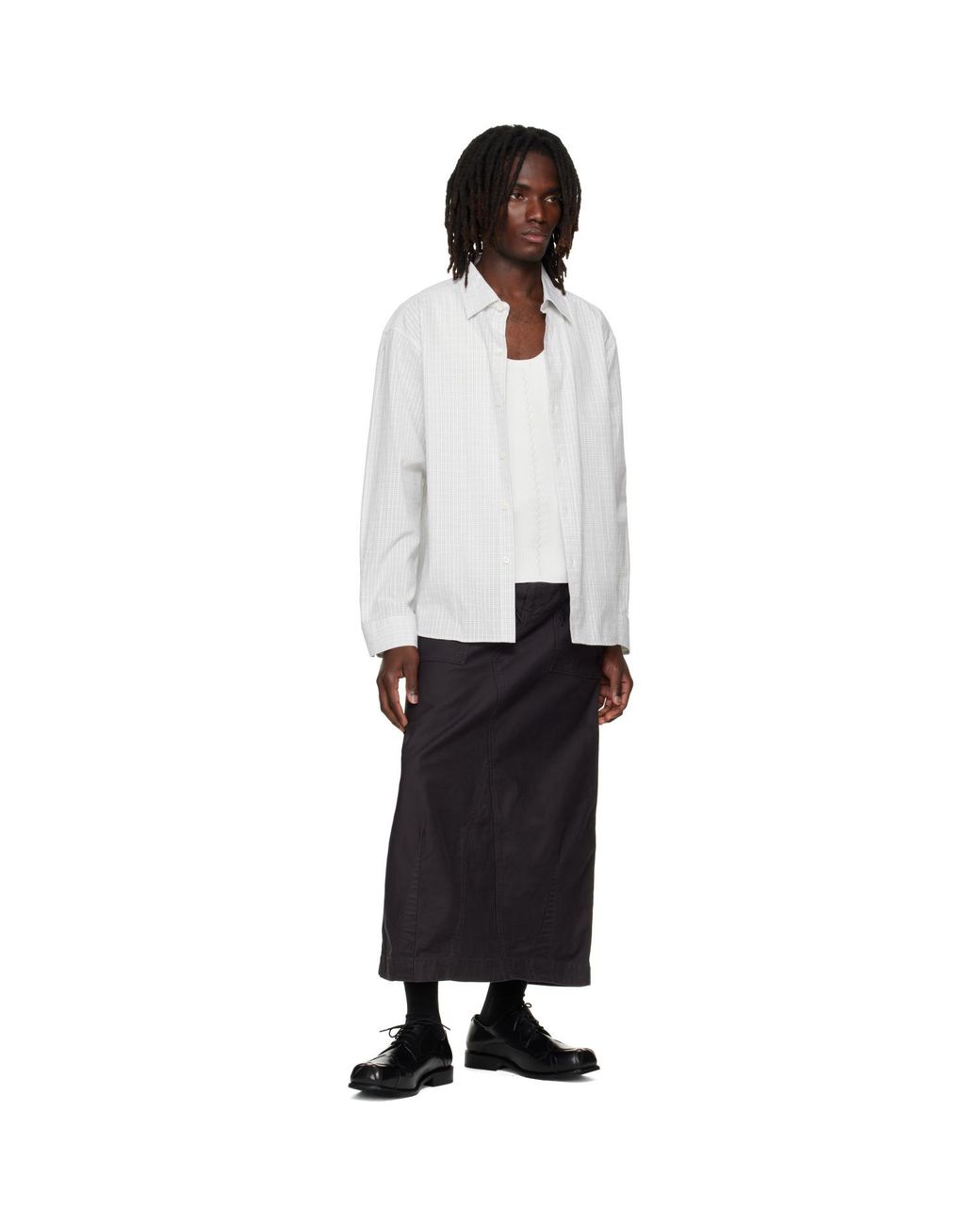 Needles Black Back Sateen String Fatigue Skirt for men