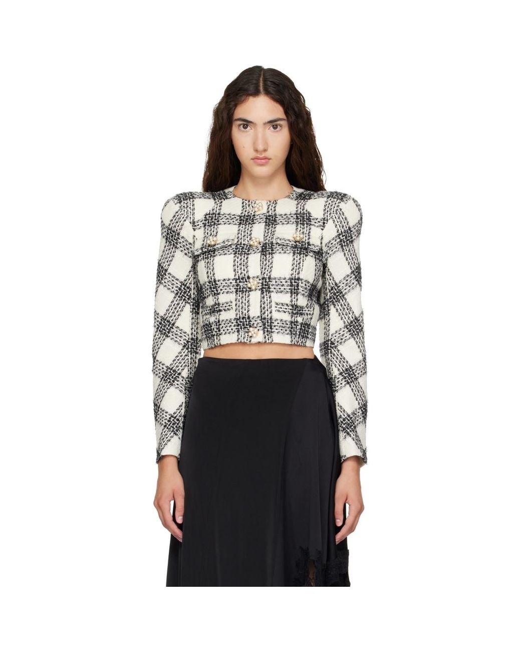 Vetements Black Round Shoulder Tweed Jacket