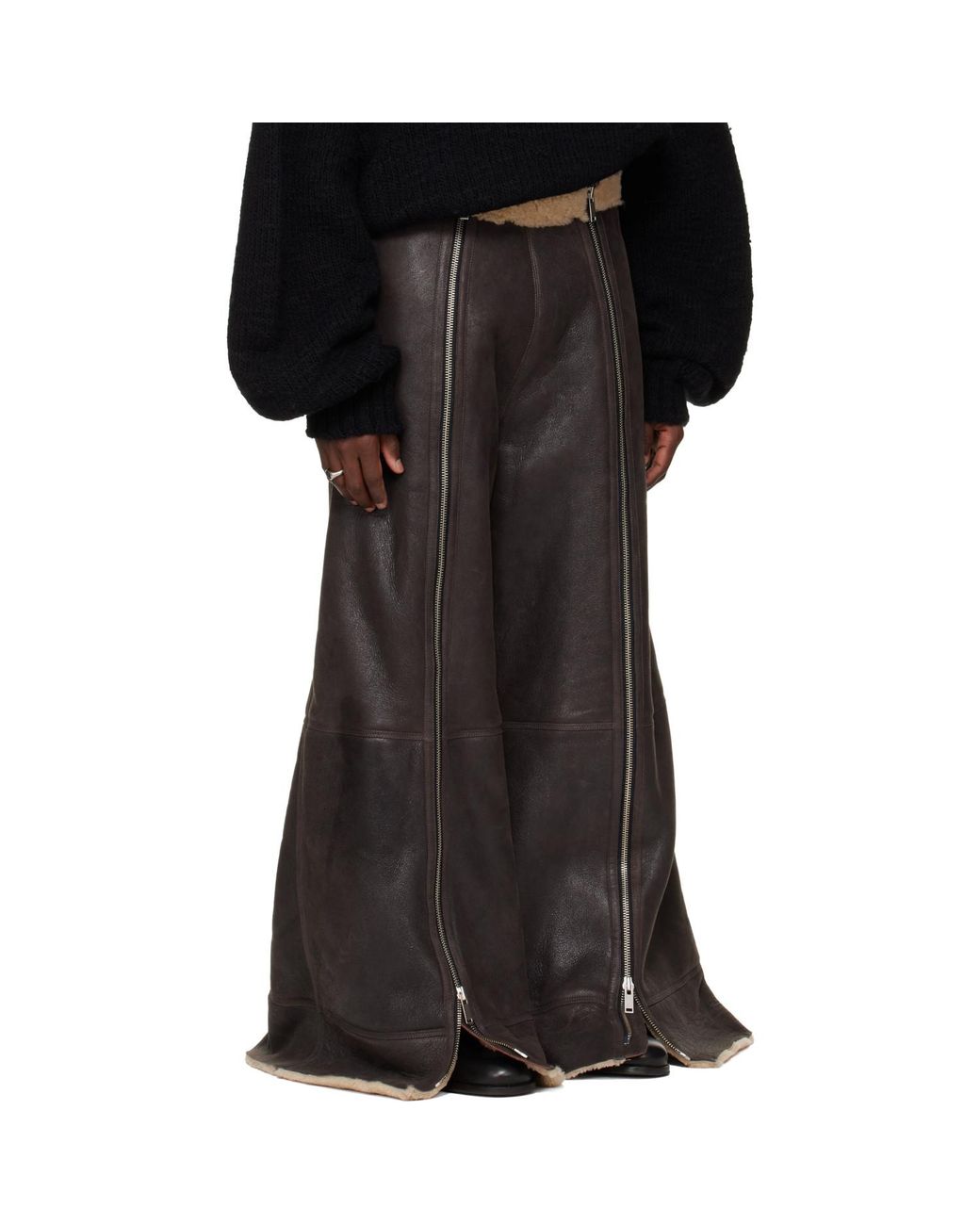 Lu'u Dan Black Ssense Exclusive Shearling Flight Pants for men