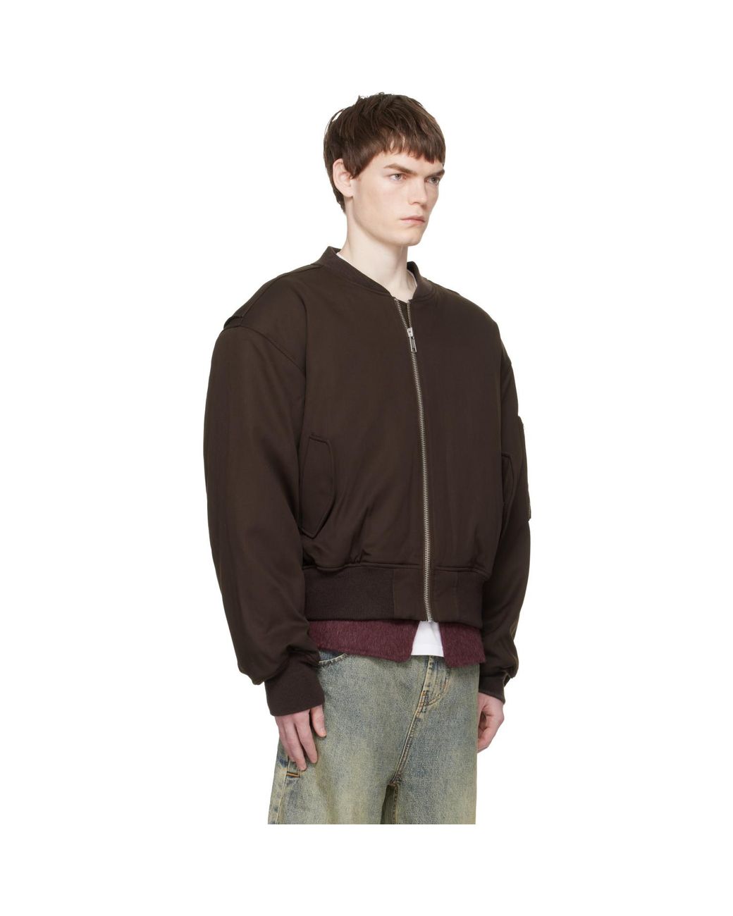 Entire studios Black Cropped Broad Bomber Jacket for men