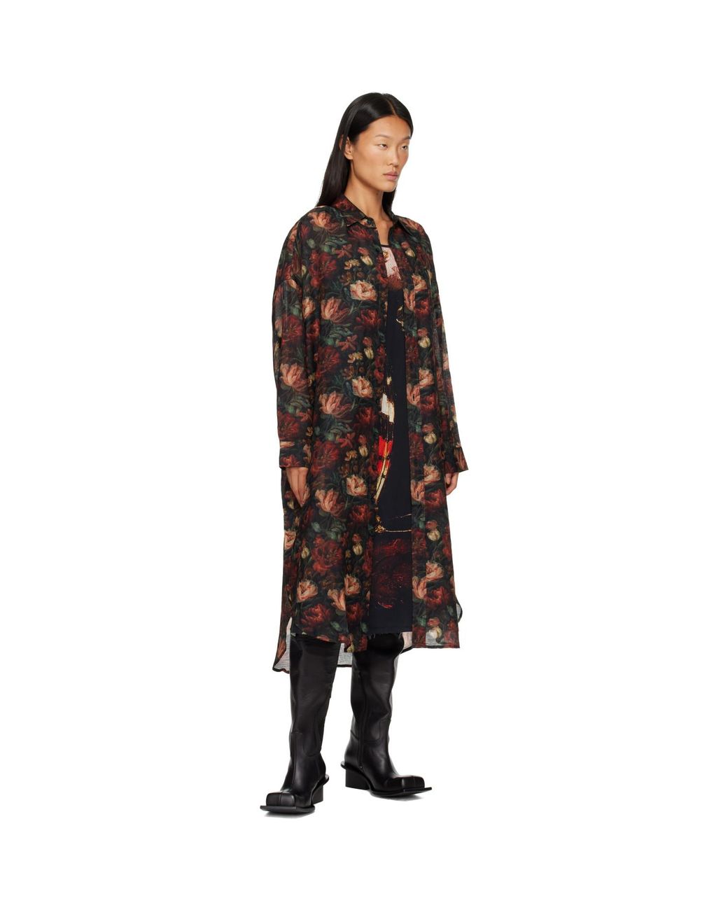 R13 Black Jumbo Shirt Midi Dress