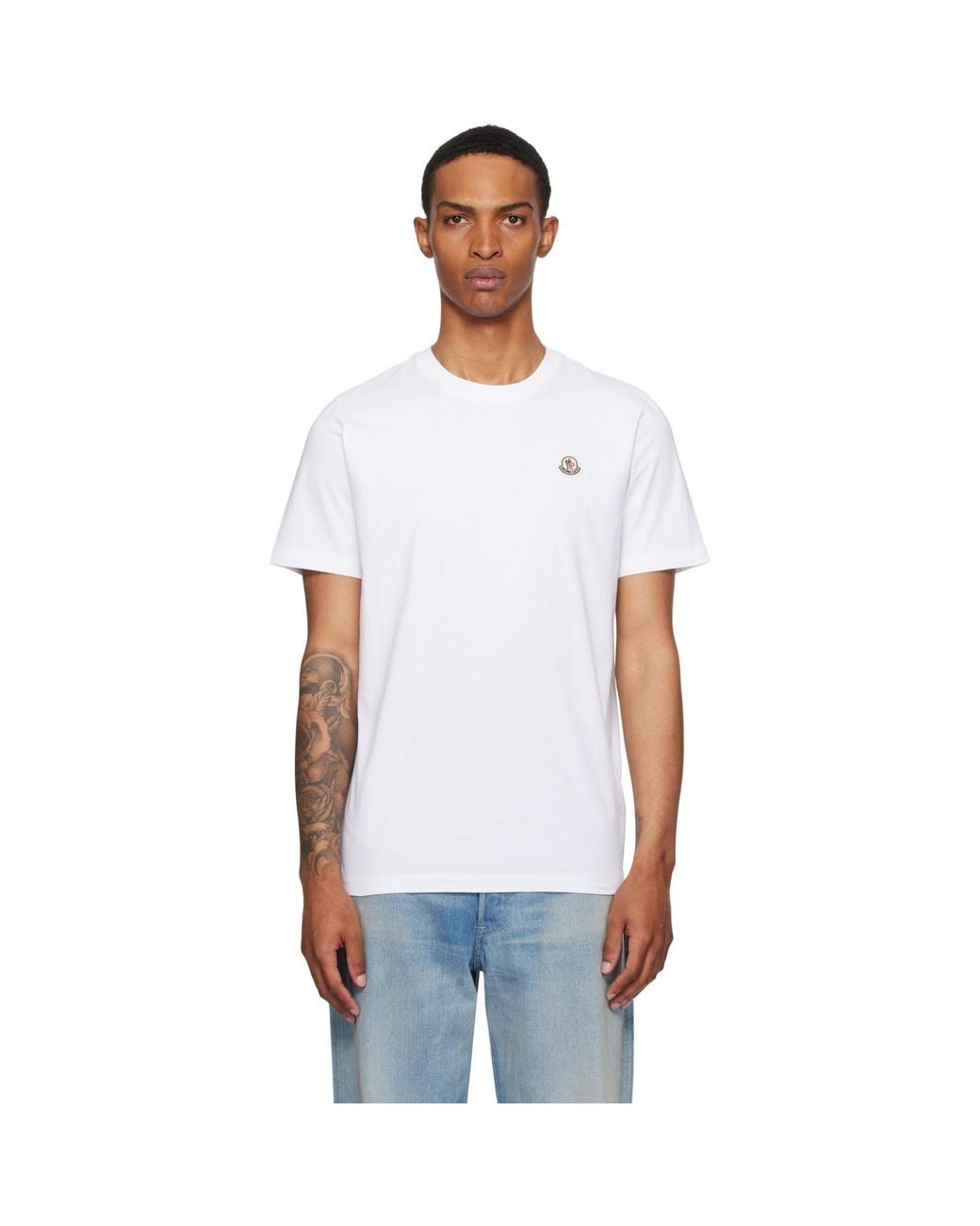 Moncler White Three-Pack Logo Patch Cotton T-Shirts for men