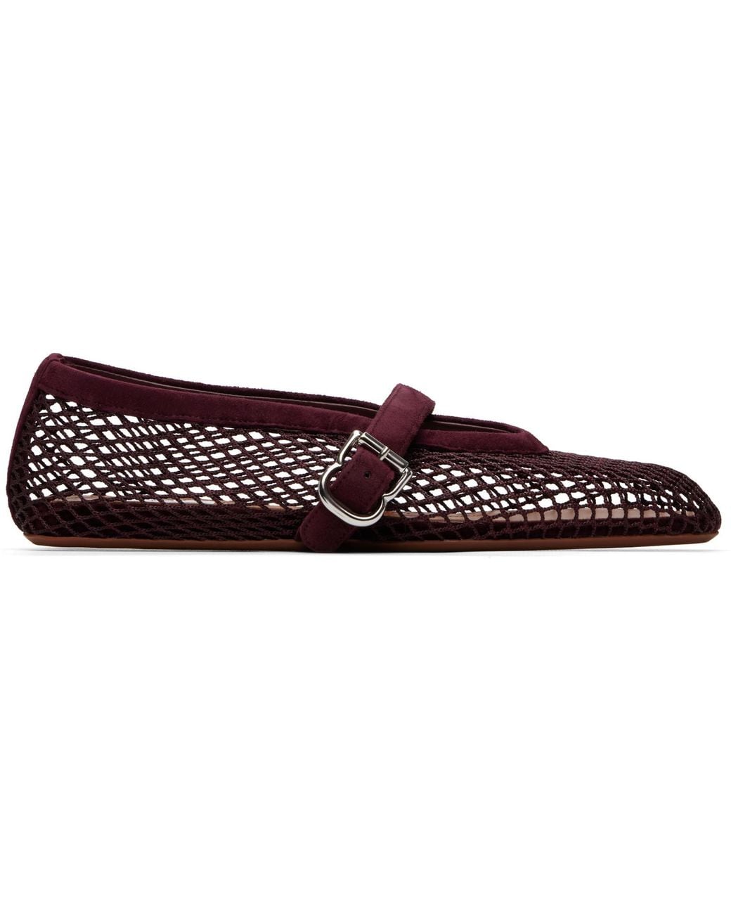 Alaïa Multicolor Burgundy Fishnet Suede Ballerina Flats