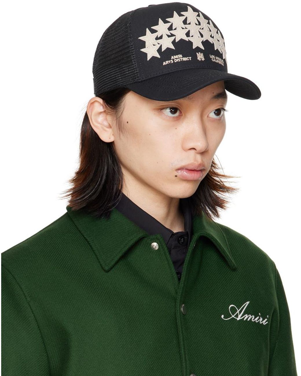メンズ Amiri ブラック Star Leather トラッカーキャップ メンズ Amiri ブラック Star Leather トラッカーキャップ