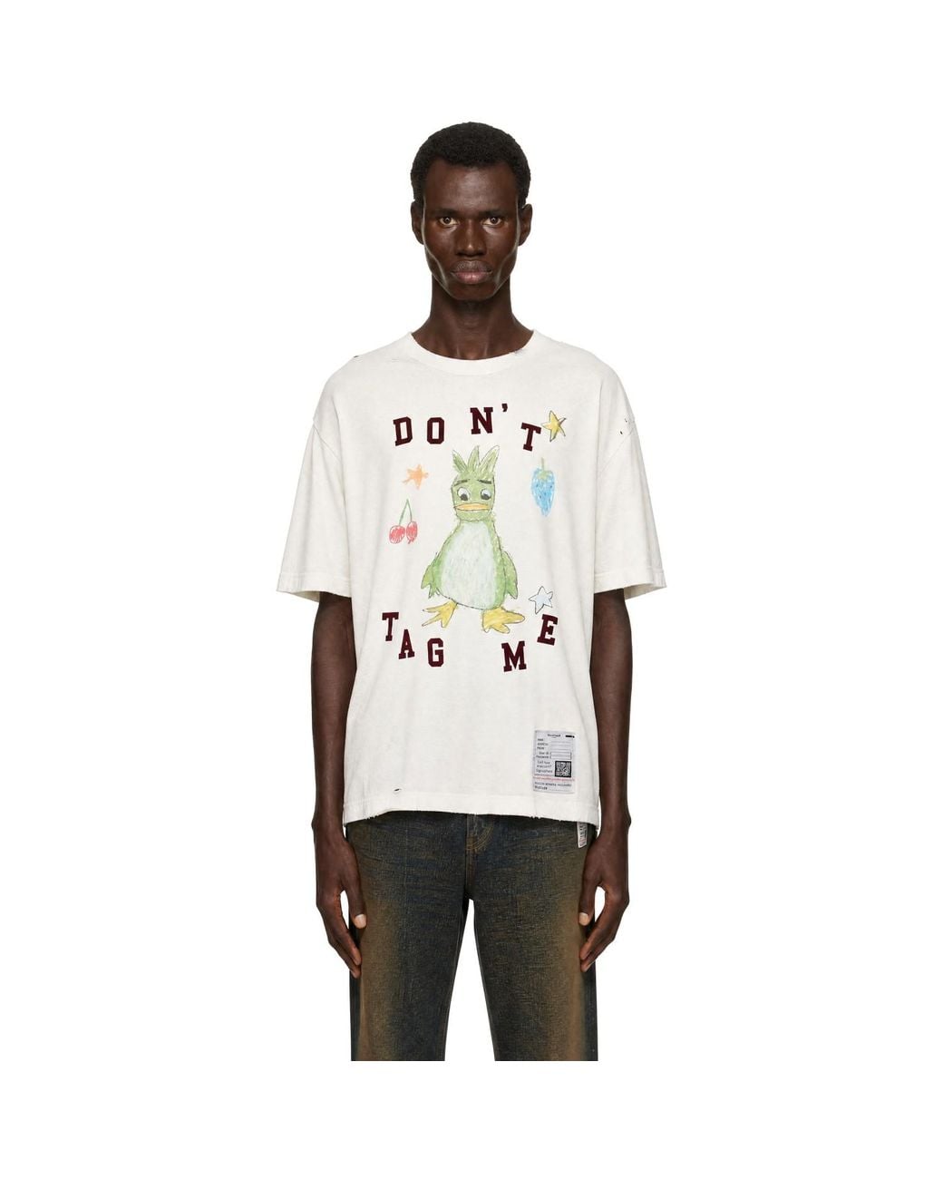 Maison Mihara Yasuhiro White Leon Doodle Printed T-Shirt for men