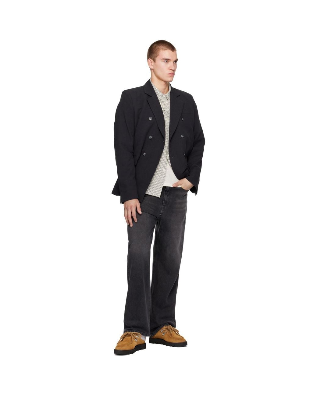 Palmes Black Double-Breasted Blazer for men