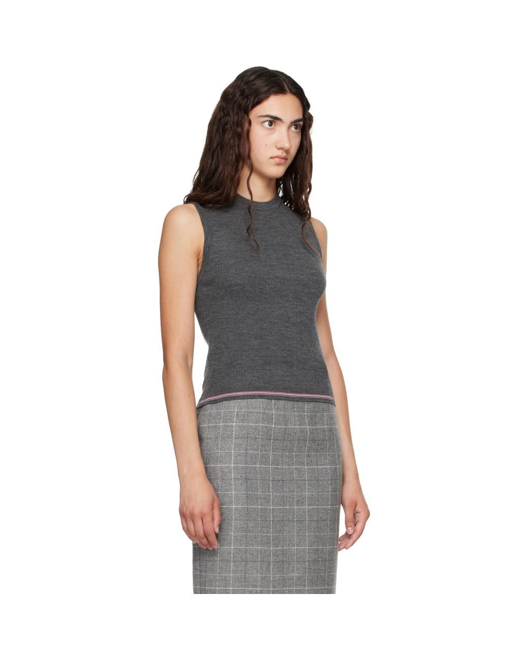 Thom Browne Gray Merino Wool Rwb Stripe Tank Top