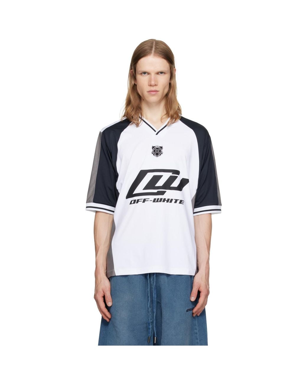 Off-White c/o Virgil Abloh Blue Team Soccer S/S T-Shirt for men