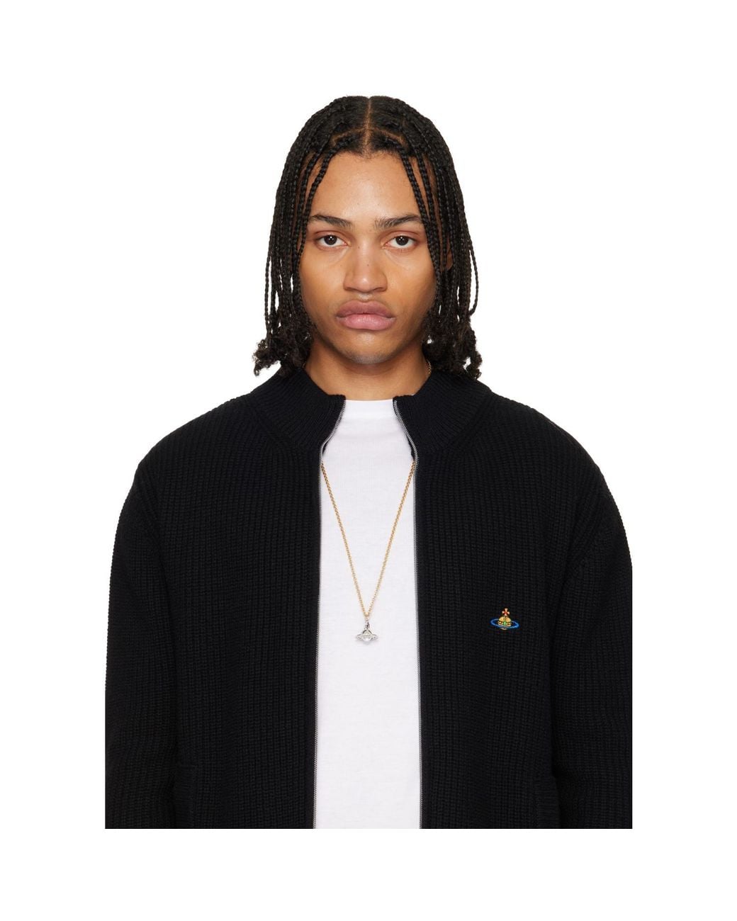 Vivienne Westwood Black New Tiny Orb Pendant Necklace for men