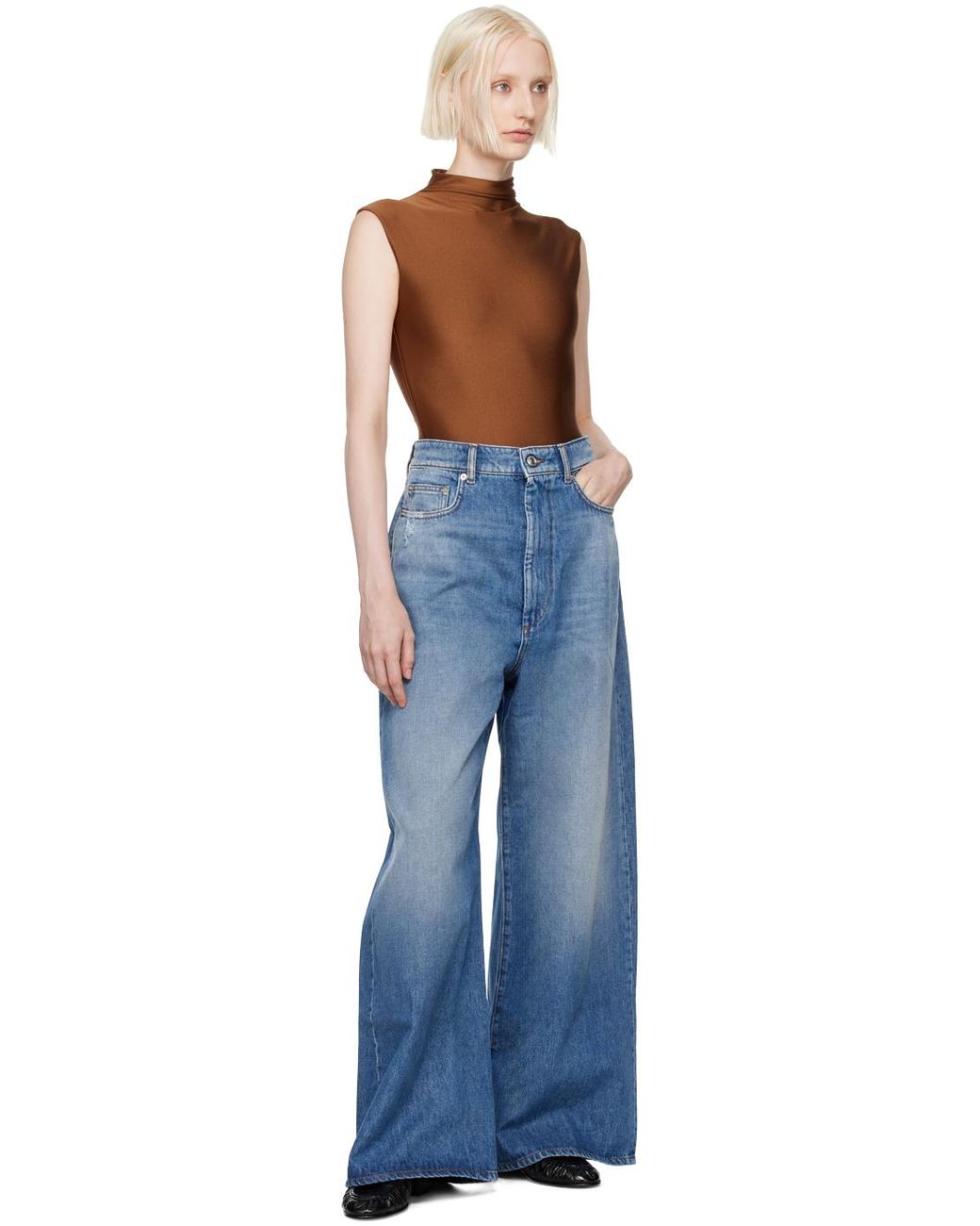 デニム・ジーパン SPORTMAX PROCIDA - Low-waisted oversize denim trousers sportmax-008-Navy-Oversized-