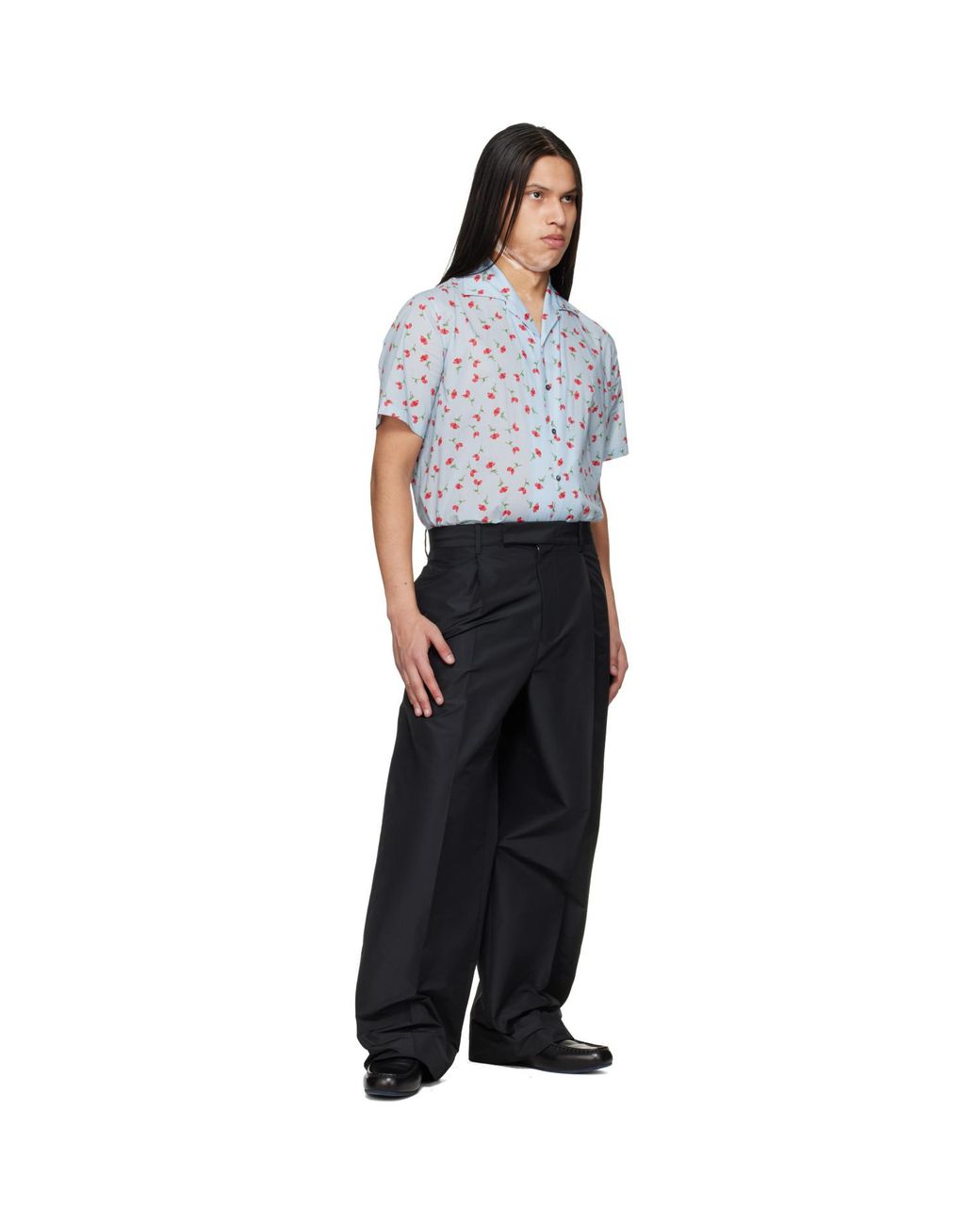Jil Sander Black Pleated Taffeta Trousers for men