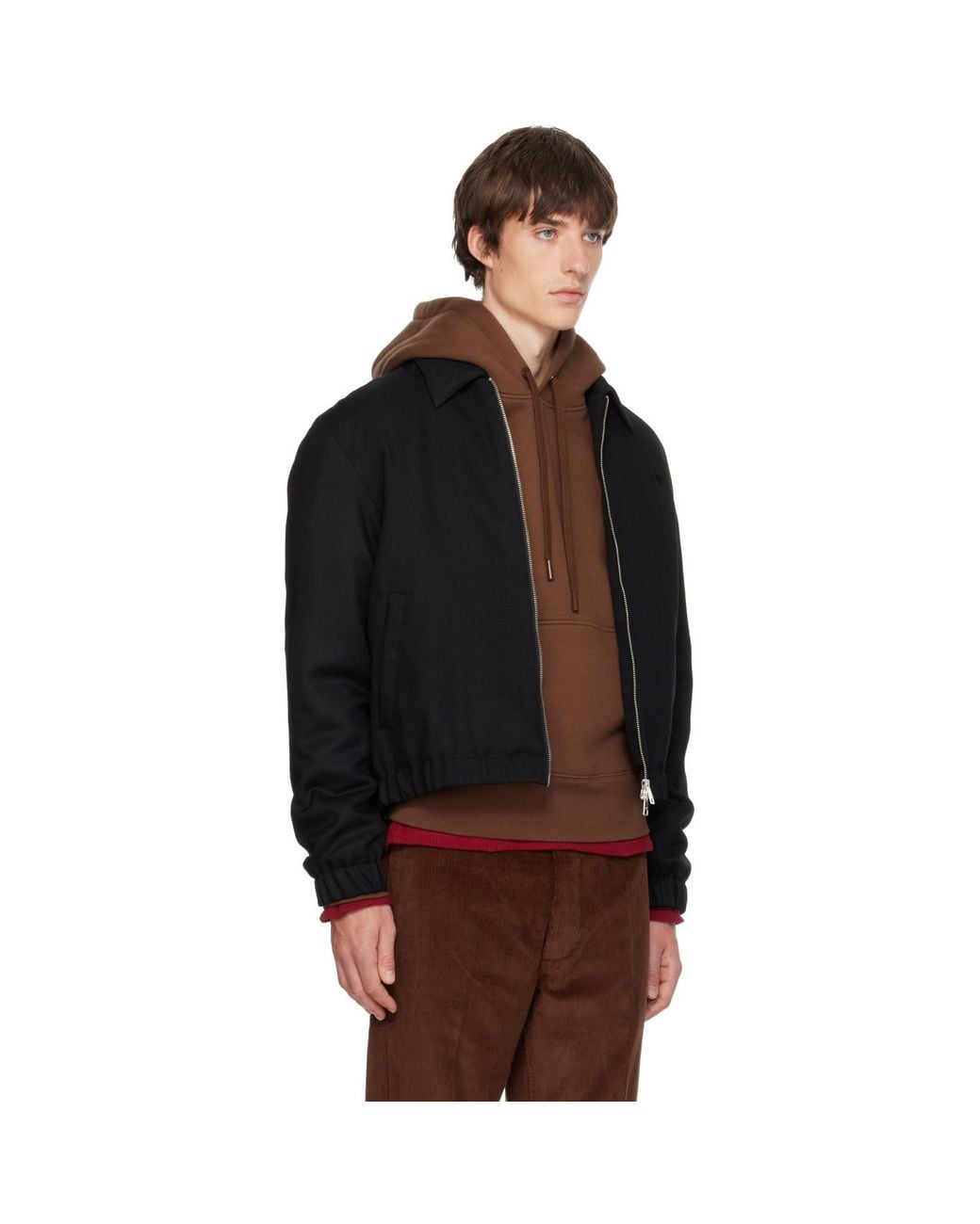 AMI Black Wool Padded Ami De Coeur Jacket for men