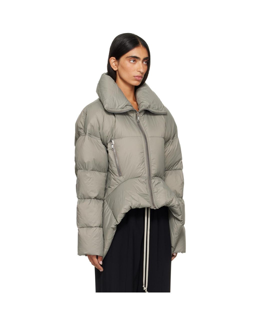 Rick Owens Gray Taupe Tower Draculimo Down Jacket