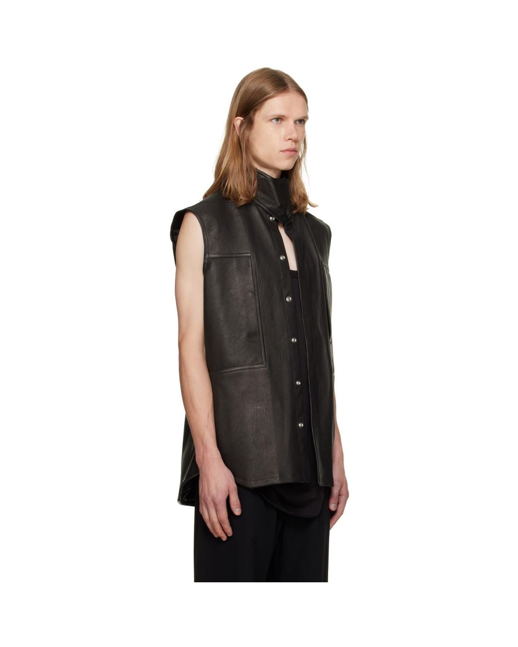 Rick Owens Black Tower Sl Leather Outershirt for men