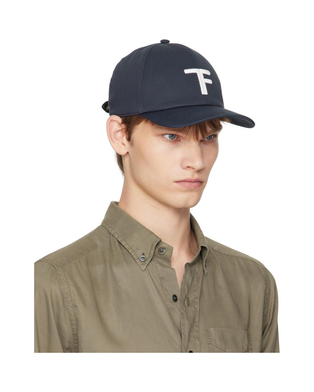 Tom Ford Green Canvas & Smooth Leather Cap for men
