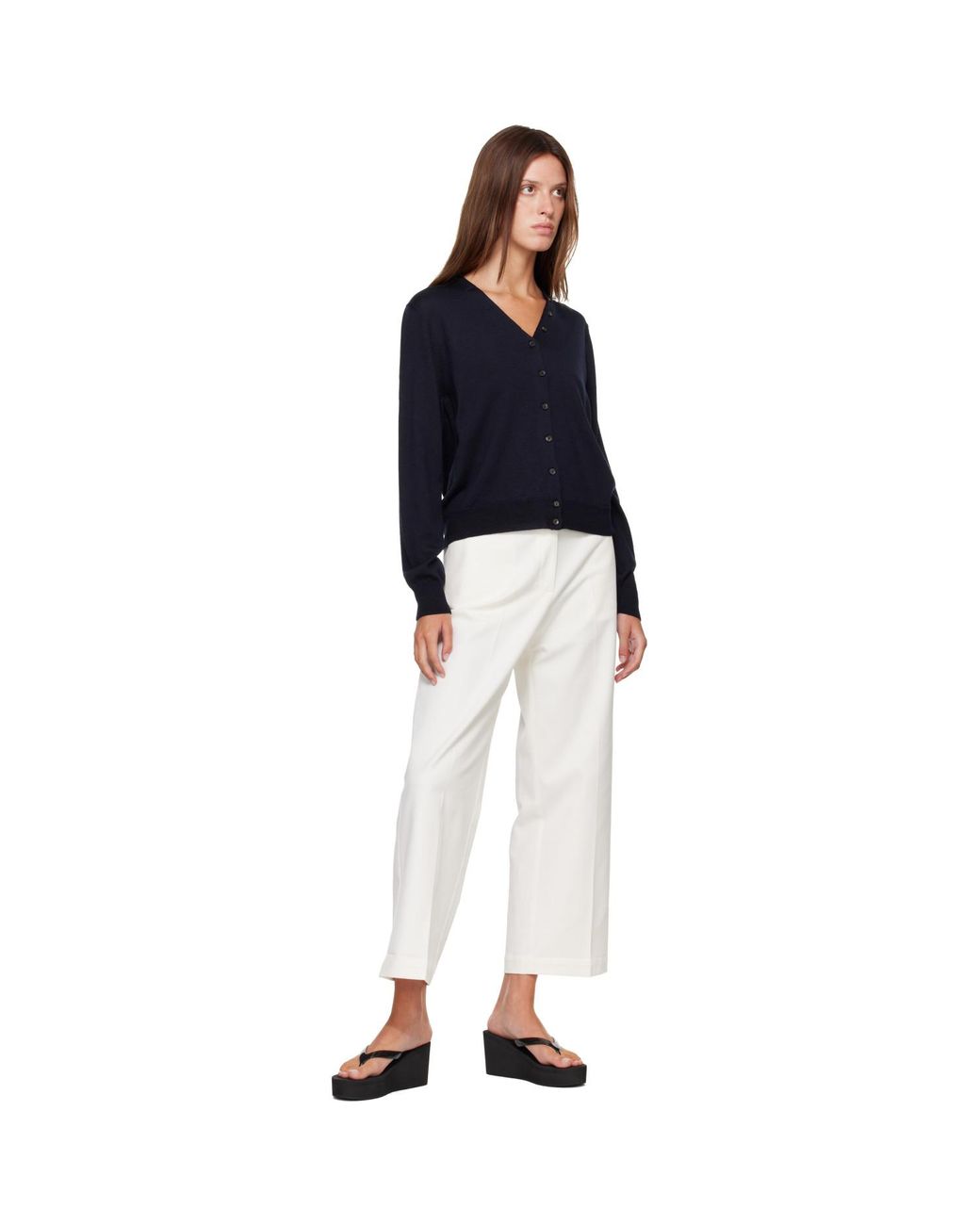 Cordera Blue Merino Wool Button Cardigan