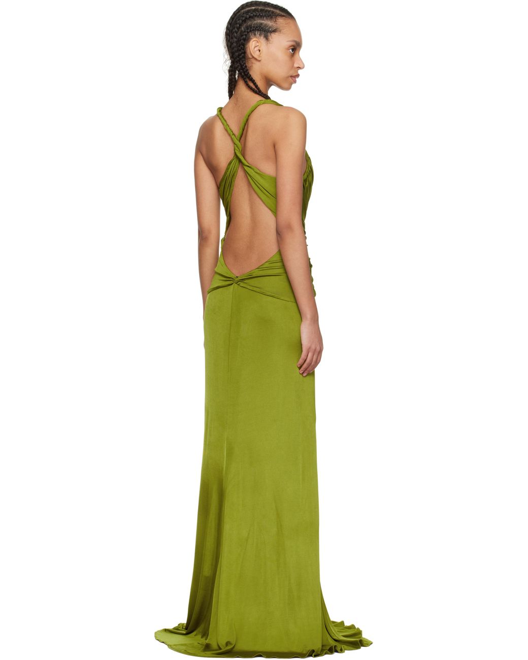 Tom Ford V-Neck Criss-Cross Evening Maxi Dress in Green | Lyst