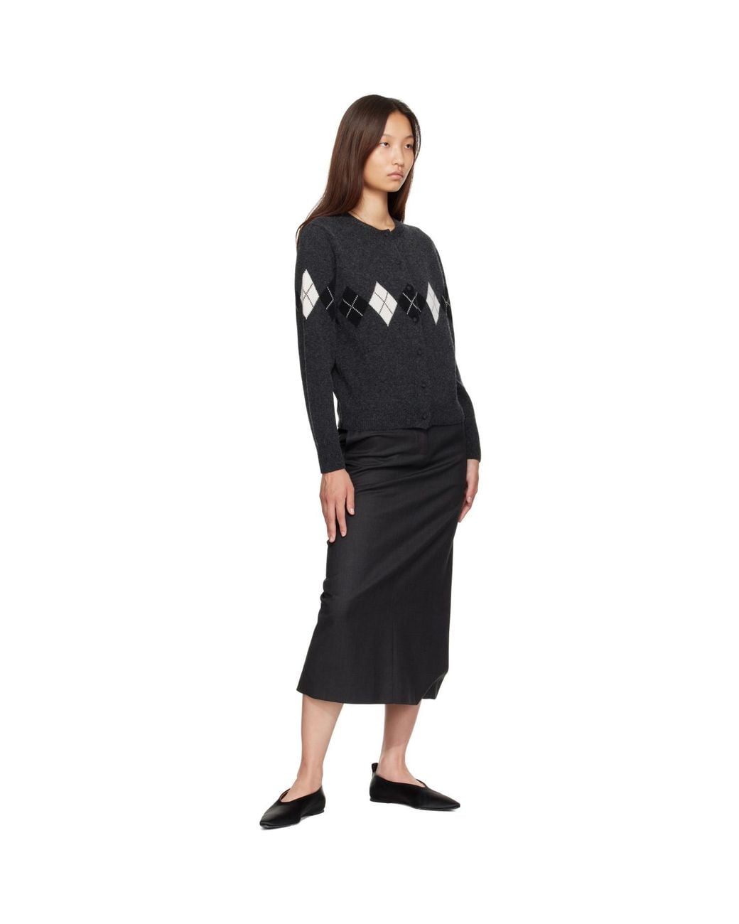 NOTHING WRITTEN Black Heritage Argyle Knit Cardigan