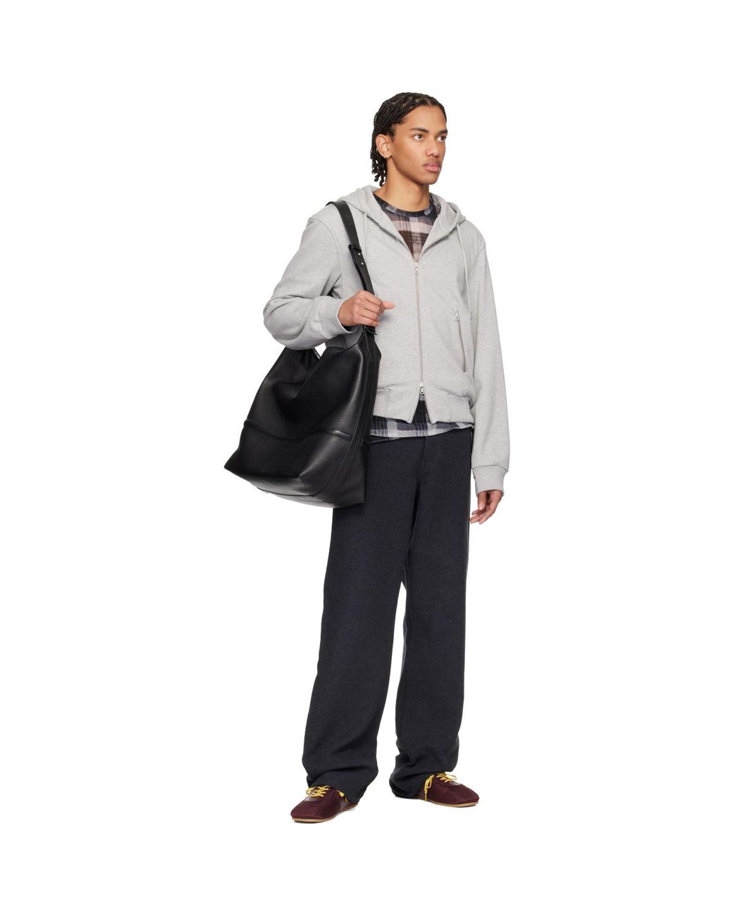 Dries Van Noten Gray Loose Zipped Hoodie for men