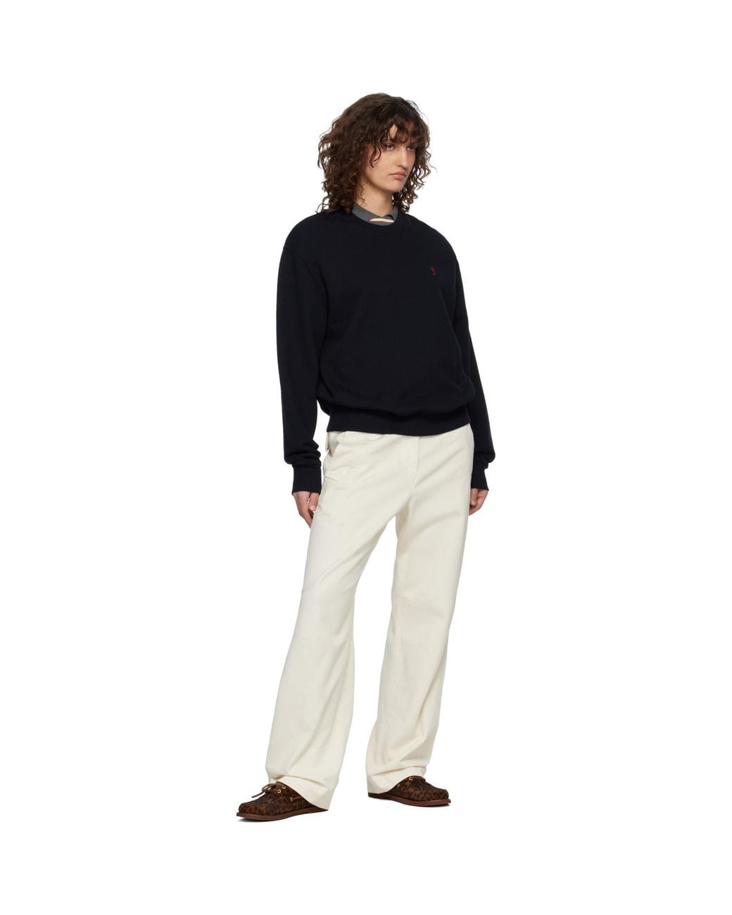 AMI Black Cotton Ami De Coeur Sweatshirt