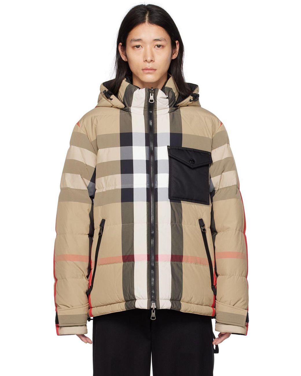 burberry men's rutland check reversible down jacket size xl
