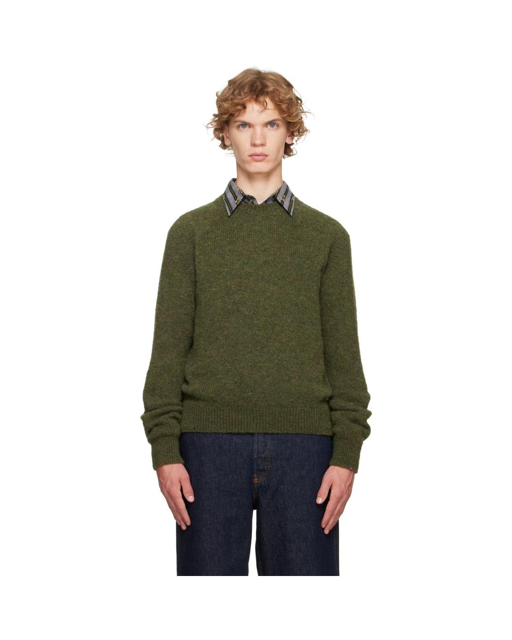 Dries Van Noten Green Alpaca Sweater for men