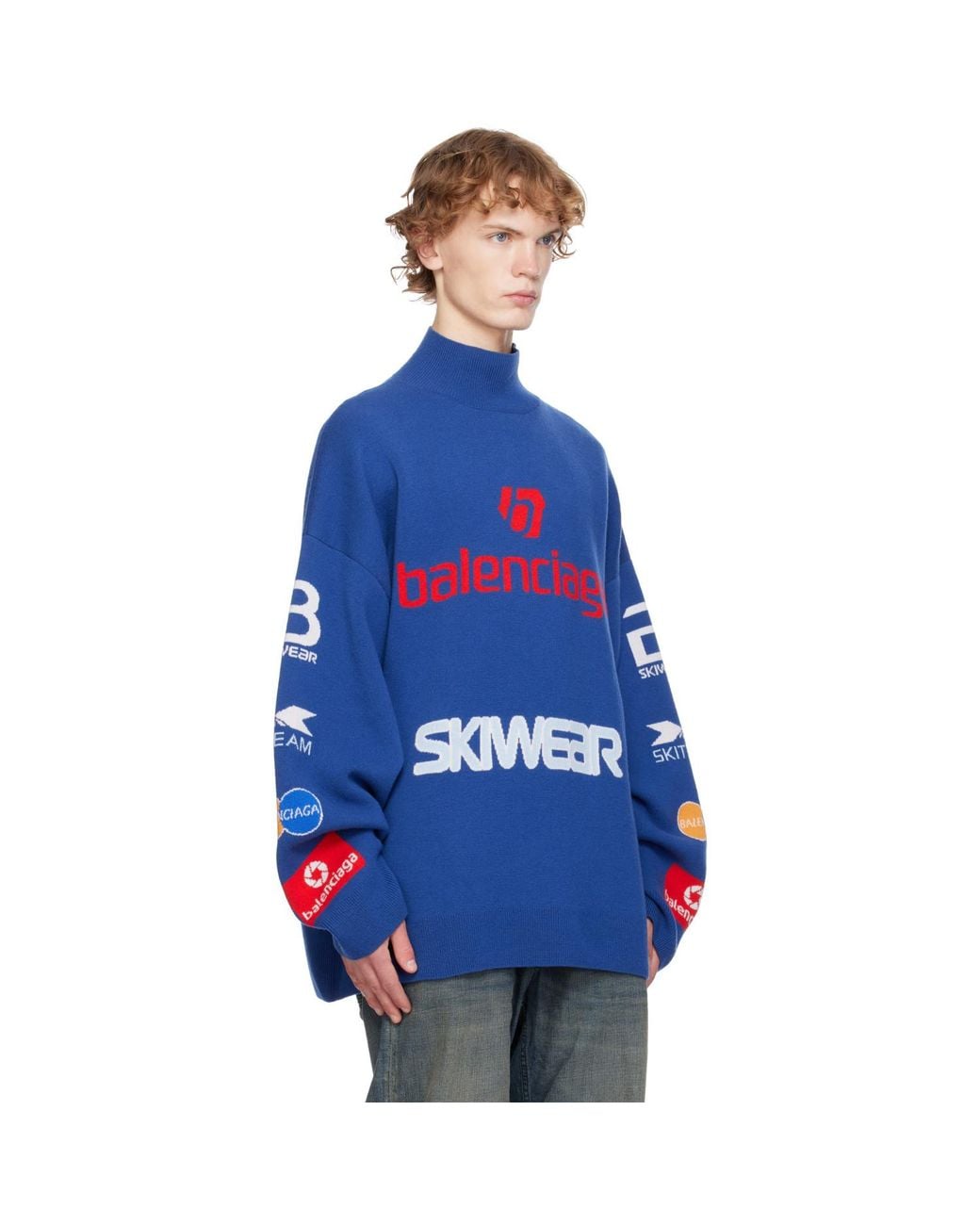 Balenciaga Blue L/Turtleneck for men